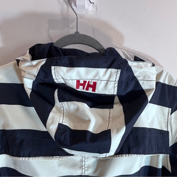 HELLY HANSEN Sz L Lyness Rain Coat Jacket Hooded Pockets Vented Snap Buttons - Picture 8 of 11